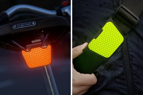 Светоотражающая клипса FLECTR мгновенно делает пешеходов и велосипедистов видимыми в условиях низкой освещенности.