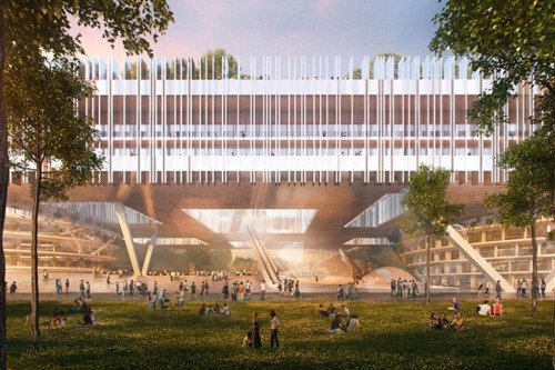 Новый институт дизайна Шэньчжэня поставляется с гипер крышей и сохраняет естественный ландшафт